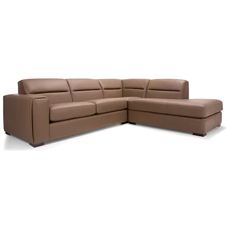 Contemporary Two Piece Sectional Sofa with Right Facing Bumper Chaise